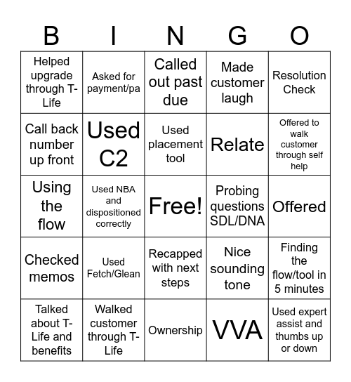 Behavior Bingo Card