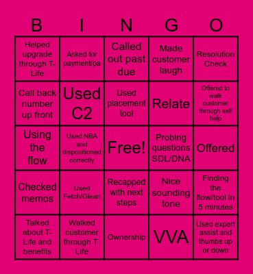 Behavior Bingo Card