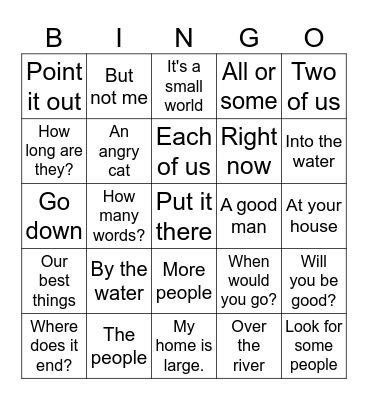 Phrase Bingo Card