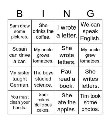 Passive voice - 3 Bingo Card