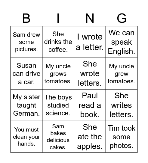 Passive voice - 3 Bingo Card