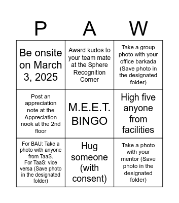 People Appreciation Week 2025 Bingo Card