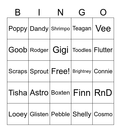 Dandy Bingo Card