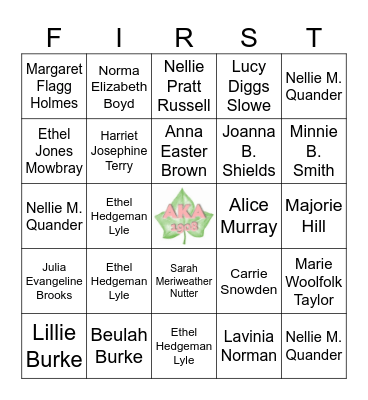 Alpha Kappa Alpha FOUNDERS Bingo Card