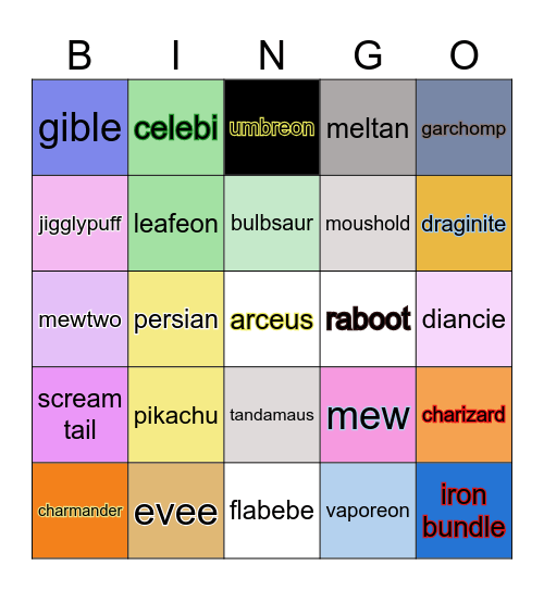 pokemon bingo Card