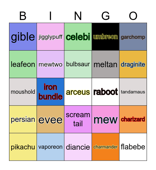 pokemon bingo Card