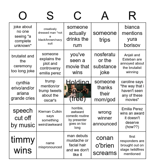 Oscar's Bingo Card
