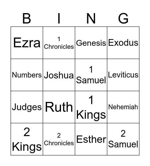 Old Testament Law & History Books Bingo Card