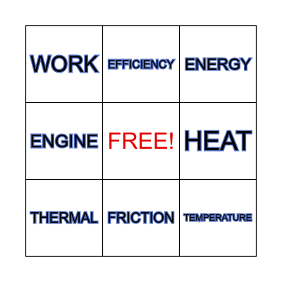 PHYSICS BINGO Card
