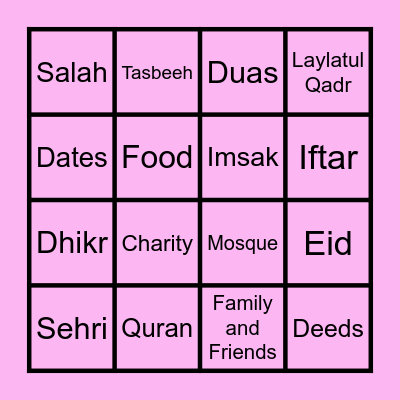 Ramadhan Bingo Card