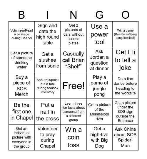 Memphis Bingo Card