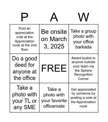 M.E.E.T. BINGO Card