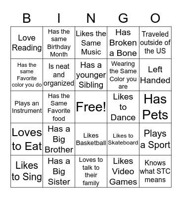 Find Someone Bingo Card