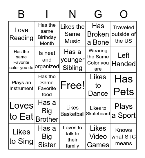 Find Someone Bingo Card