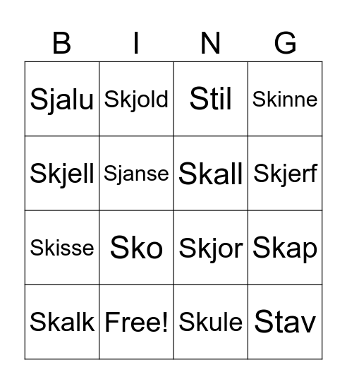 SJ-lyd Bingo Card