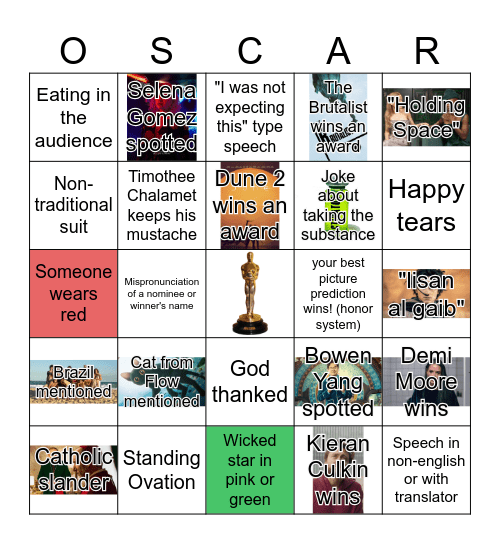 The 2025 Oscars! Bingo Card