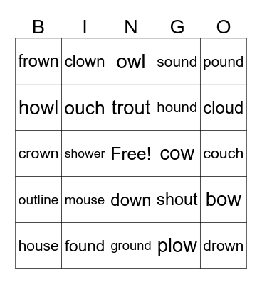 Read words with /ou/ Bingo Card