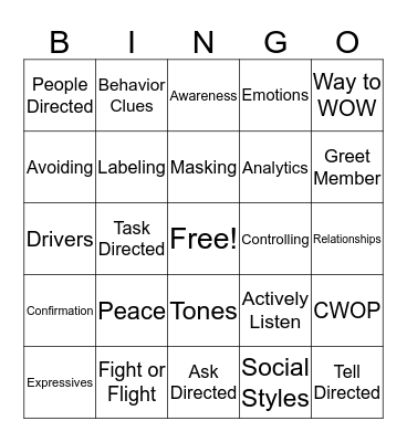 Customer Service Bingo Card