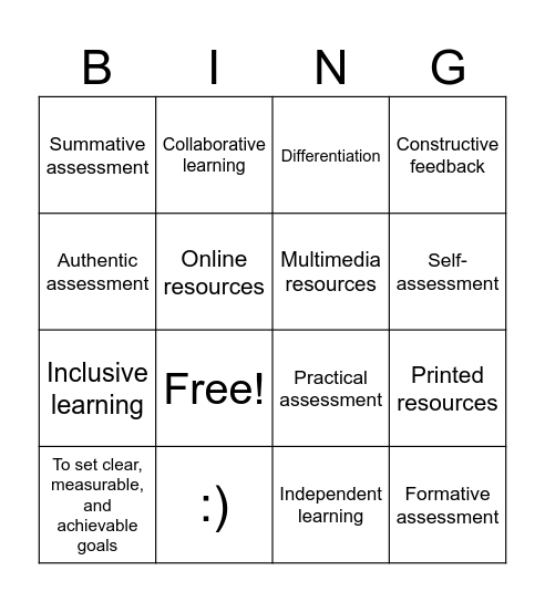 CET Bingo Card