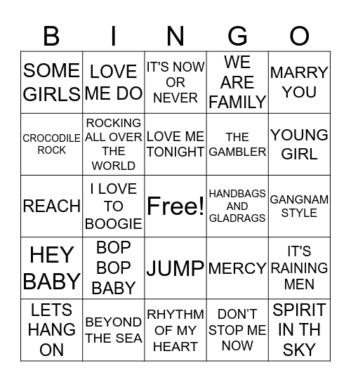 HITS 22 Bingo Card