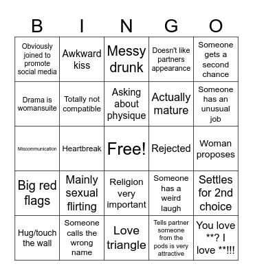 Love is blind Bingo Card