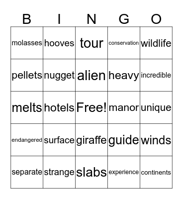 Incredible Places to Stay* Bingo Card