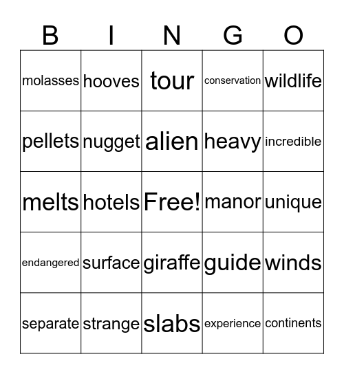 Incredible Places to Stay* Bingo Card