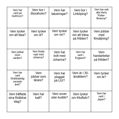 Vem där? Bingo Card