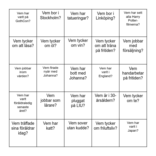 Vem där? Bingo Card