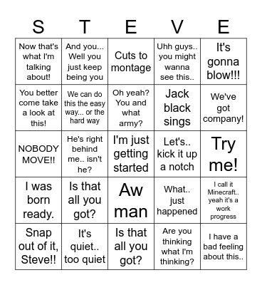 Minecraft Bingo Card