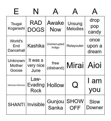 ena's third relaxing tea time bingo!! Bingo Card