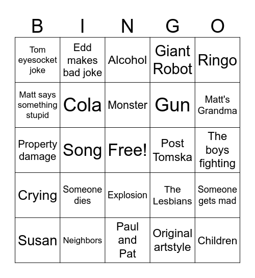 Eddsworld Bingo Card