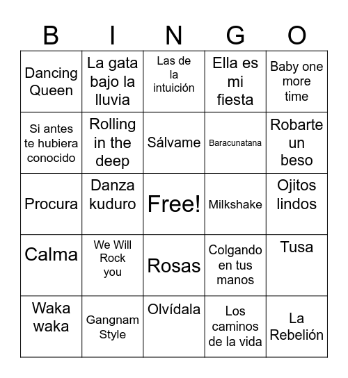 MUSIC Bingo Card