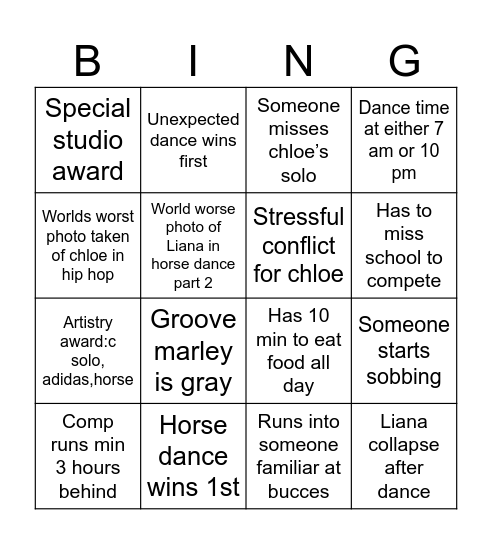 All comp bingo Card