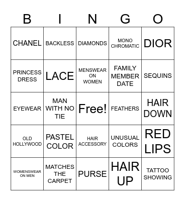 RED CARPET BINGO Card