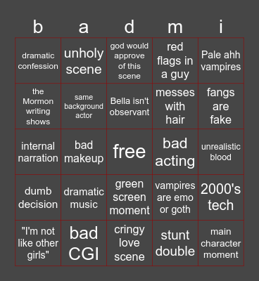 twilight (vomit emoji) Bingo Card