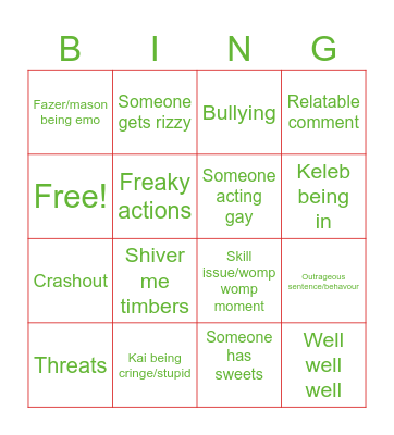 School bingo. Bingo Card