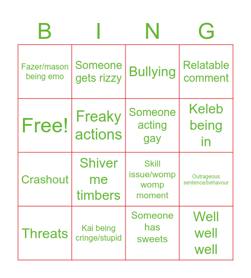 School bingo. Bingo Card