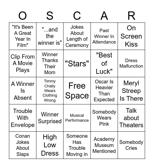 Lotería de Oscar Bingo Card