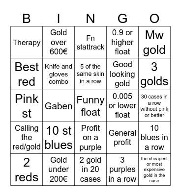 Cs case opening Bingo Card