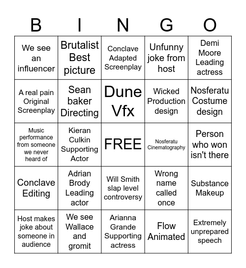 Ahsifaofuwixjak Bingo Card