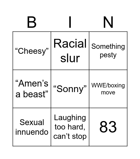 Alex Bingo Card