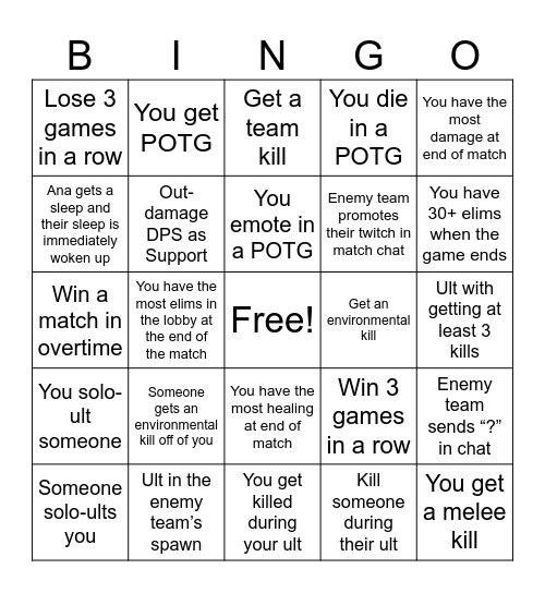 OVERWATCH BINGO Card