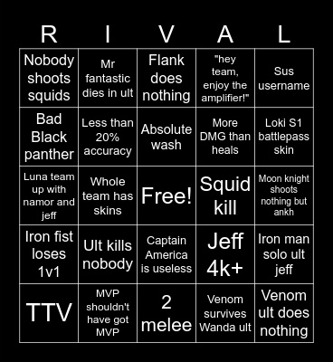 MARVEL RIVALS Bingo Card