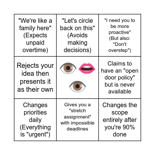 How to spot the “Manage up” Weasel Bingo Card