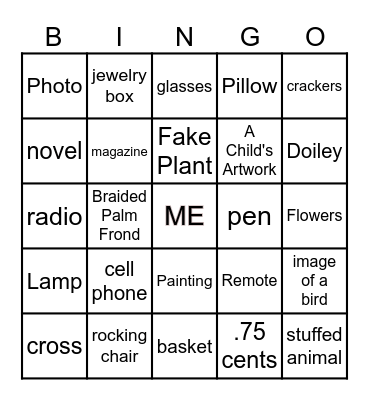 "In your room" Bingo Card