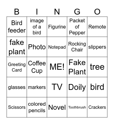 "In My Room Bingo Card