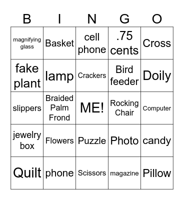 "In My Room" Bingo Card