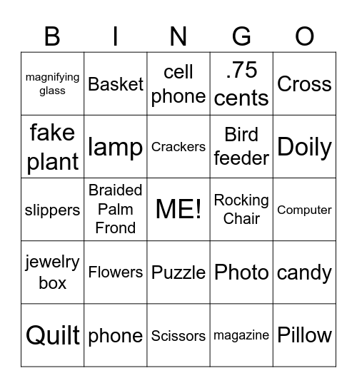 "In My Room" Bingo Card