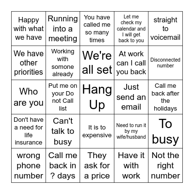 Objections Bingo Card